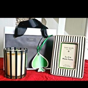 New kate spade Black White 3pc Gift Set Candle Picture Frame Purse Bag